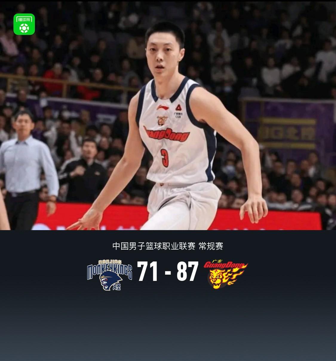 开云体育-广东87-71轻取同曦，胡明轩14+4，郭昊文空砍20分